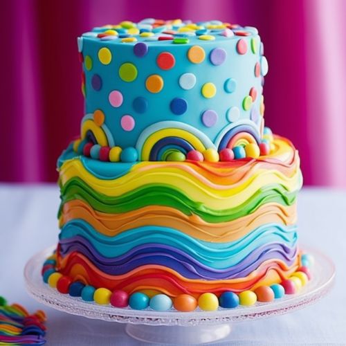 Retro Rainbow Themed Birthday Cake Ideas