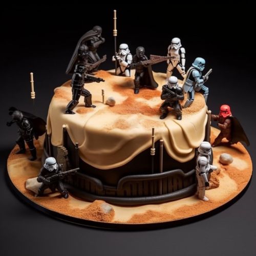 Star Wars Battle Scene Themed Birthday Cake Idea
