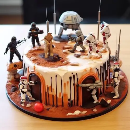 Star Wars Battle Scene Themed Birthday Cake Ideas