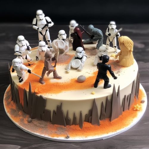 Star Wars Battle Scene Themed Birthday Cake