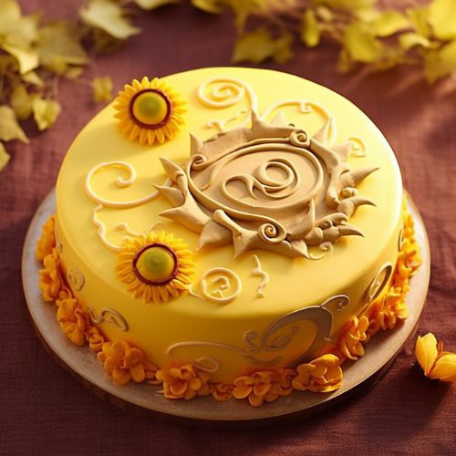 Sun Symbol Themed Birthday Cake