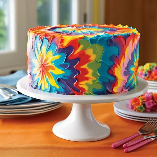 Tie-Dye Themed Birthday Cake Ideas