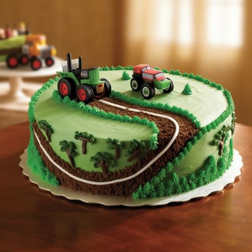 Tractor Themed Birthday Cake Idea