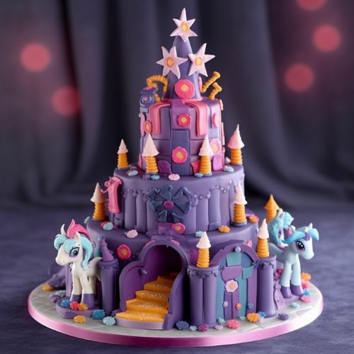 Twilight Sparkle Castle Themed Birthday Cake