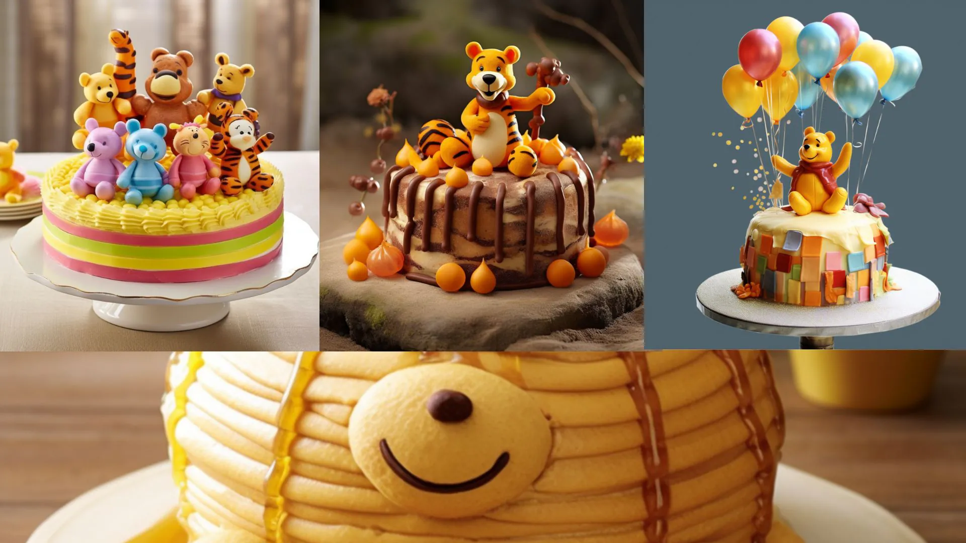 Winnie the Pooh Hugs Themed Birthday Cake Ideas