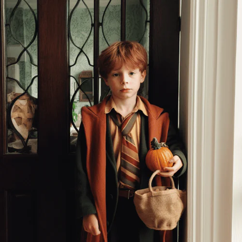 a boy wearing Hermione Granger costume for Harry Potter Themed party