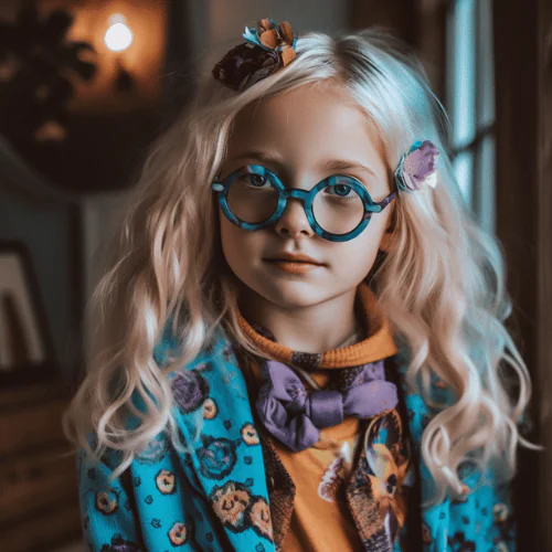 a girl wearing Luna Lovegood costume for Harry Potter Themed party