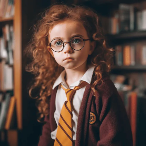 a girl wearing Ron Weasley costume for Harry Potter Themed party