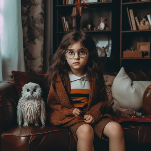 a girl wearing harry potter costume