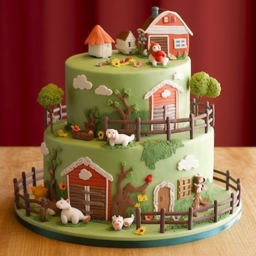 Galinha Pintadinha Farm Scene birthday Cake