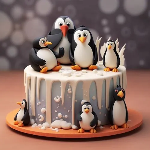 Penguin birthday Cake