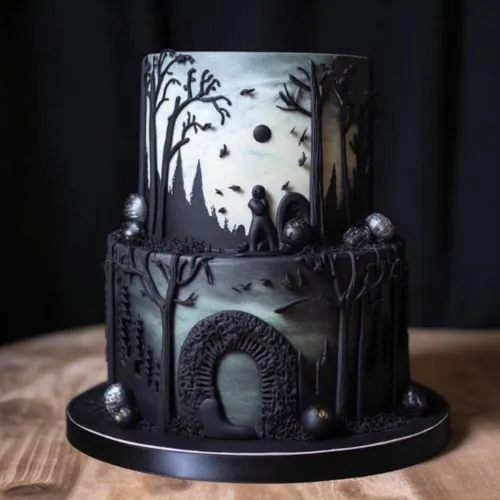 wednesday Dark Forest birthday cake