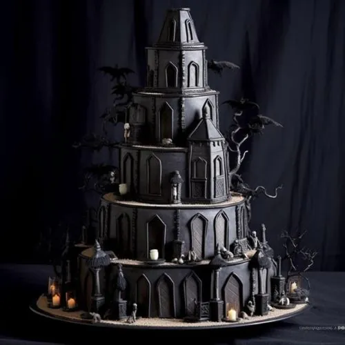 wednesday Haunted House Cake