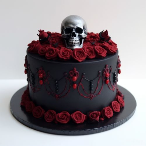 wednesday addams Black Roses and Skulls cakes