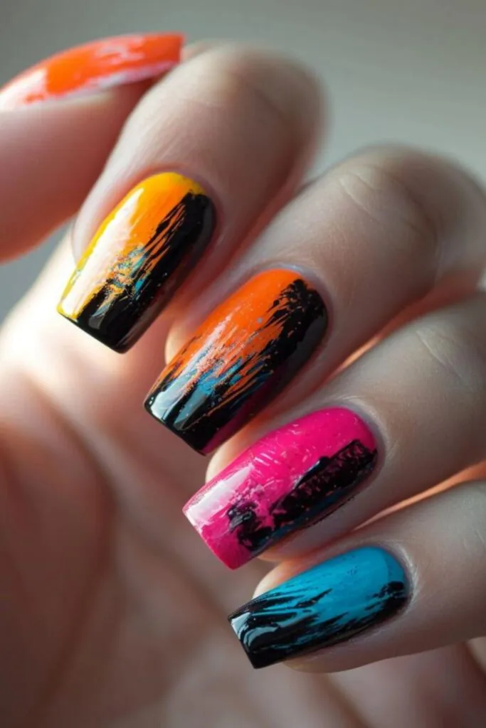 Abstract Brush Strokes - Beginner-Friendly Nail Art