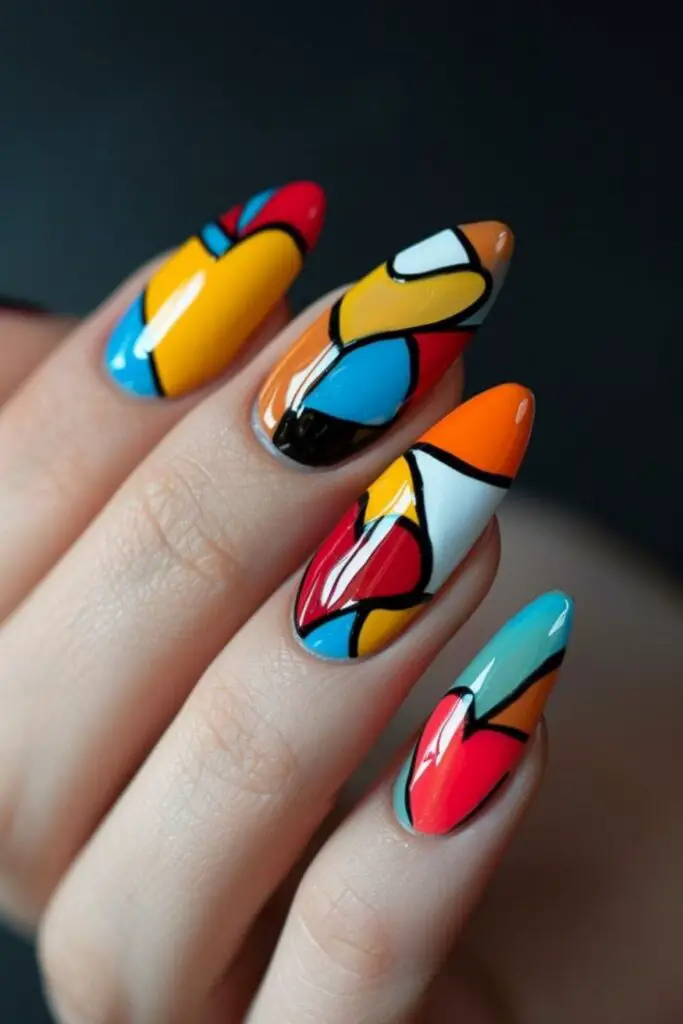 Abstract Love Nails for Valentine's Day
