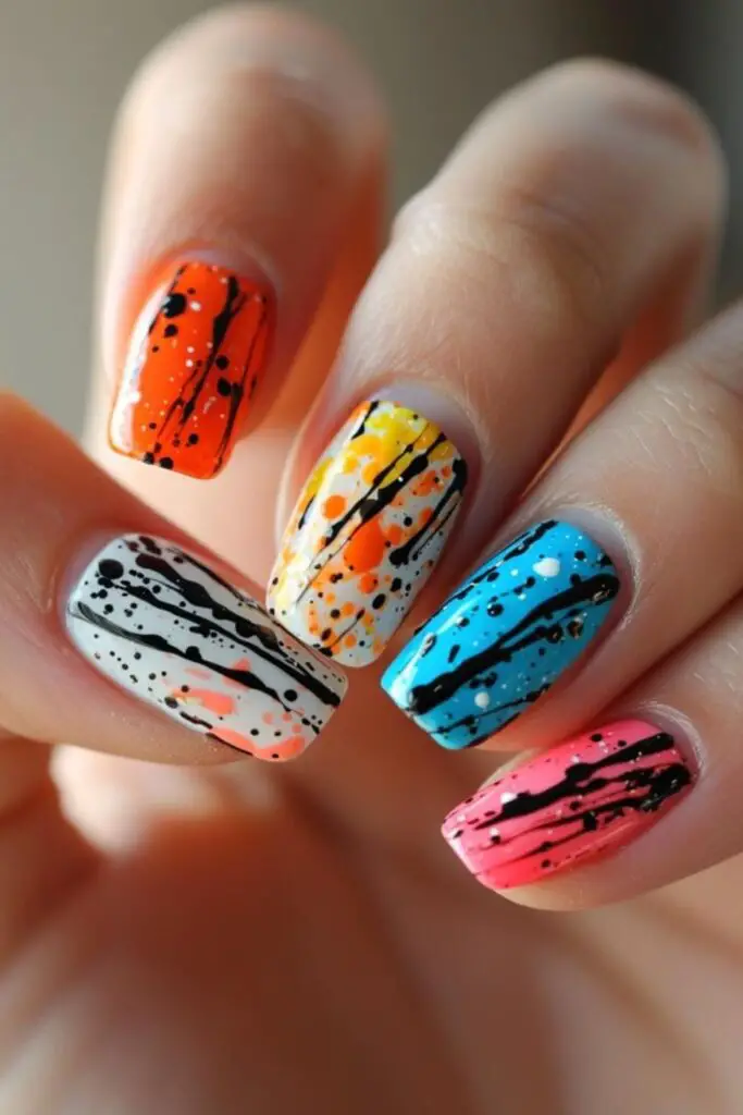 Abstract Splatter Nails - Simple Nail Art for Beginners