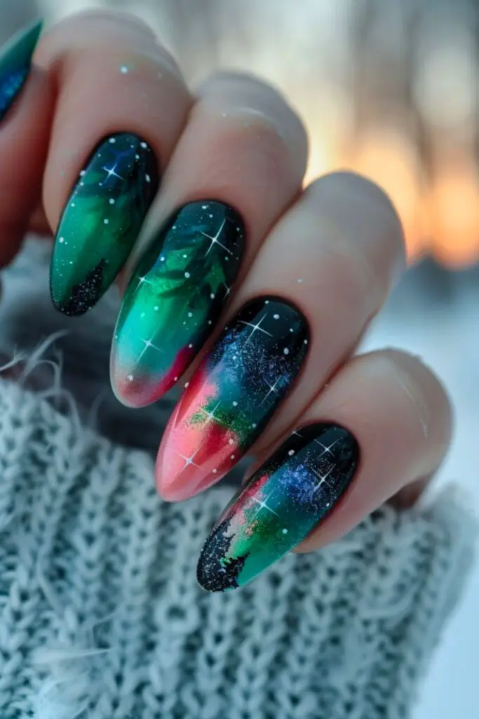 Aurora In December Northern Lights Inspired Nails