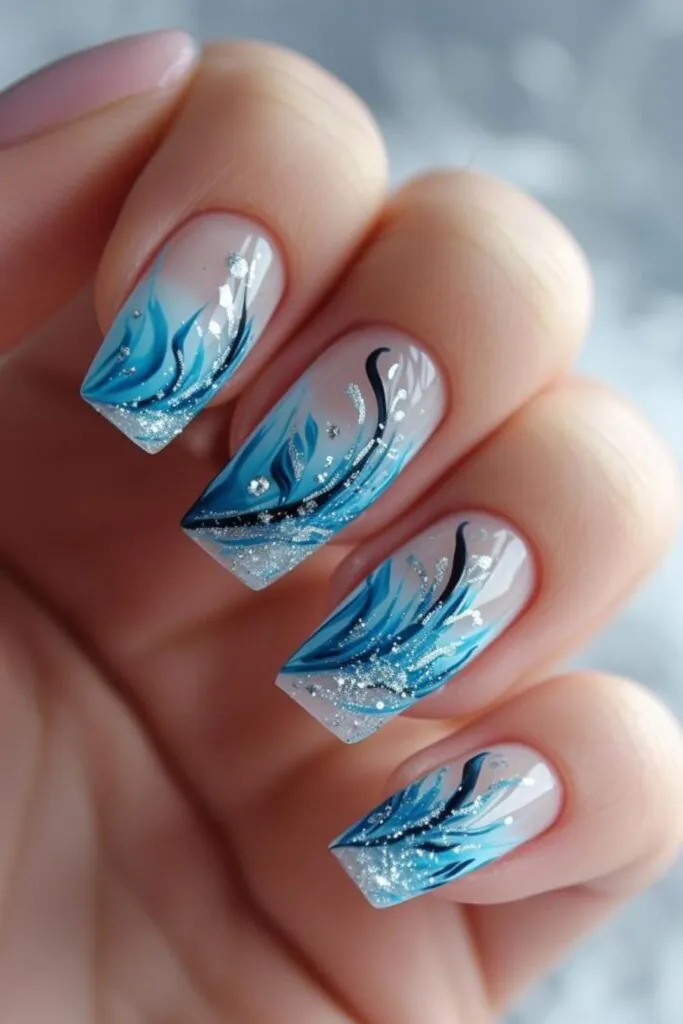 Blustery Blues Nail Design Ideas For March