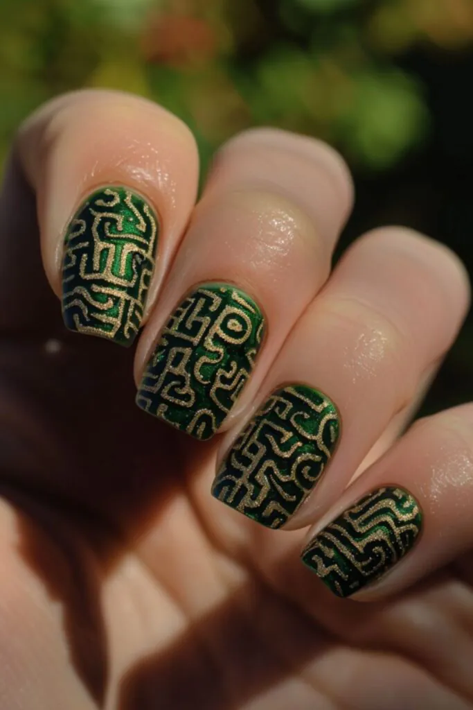 Celtic Maze-Inspired Saint Patrick’s Day Nails