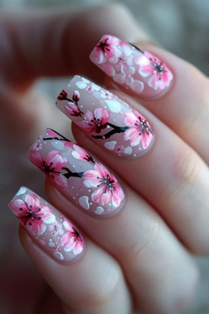 Cherry Blossom Festival Nail Design Ideas For April
