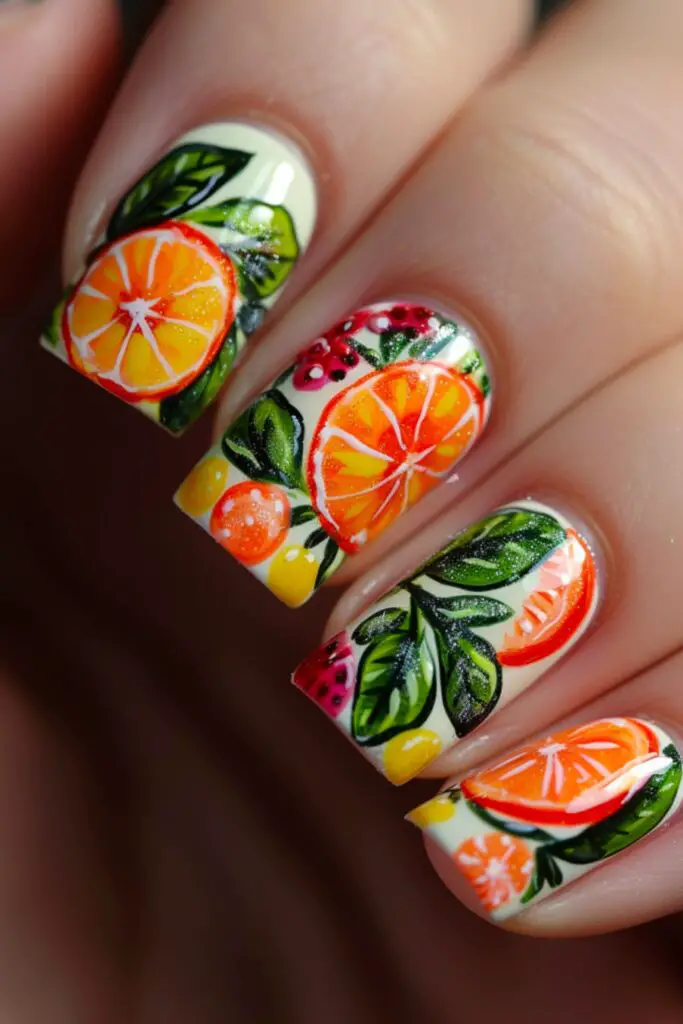 Citrus Harvest Nail Design Ideas For August