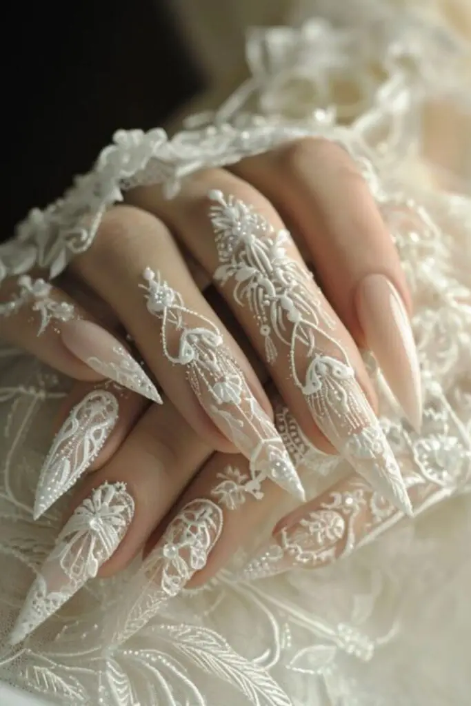 Couture Lace Gloves- Nail Art for Bride