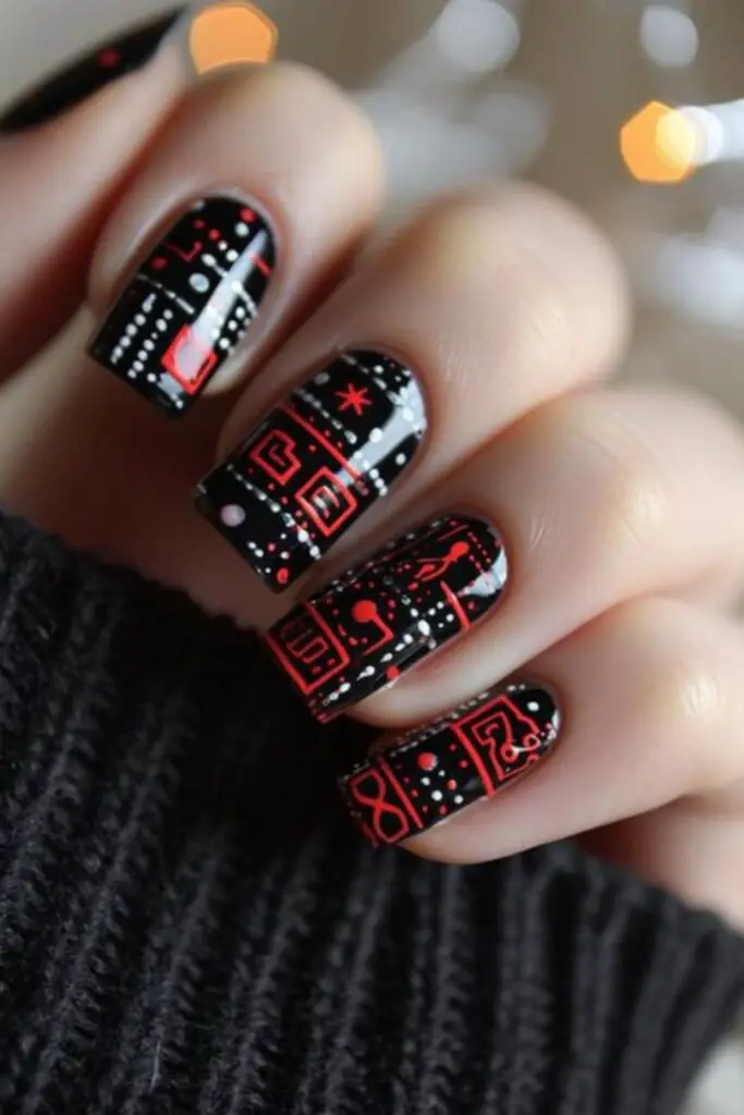 Digital Love Code Nails for Valentine's Day