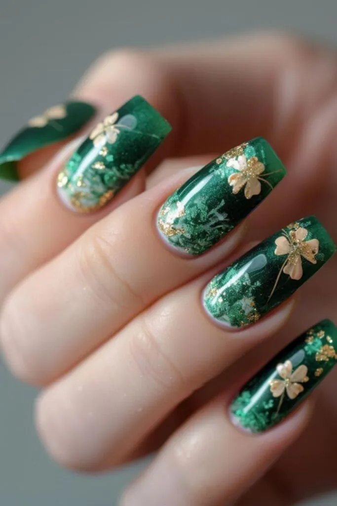 Emerald Enchantment Nail Design Ideas For March