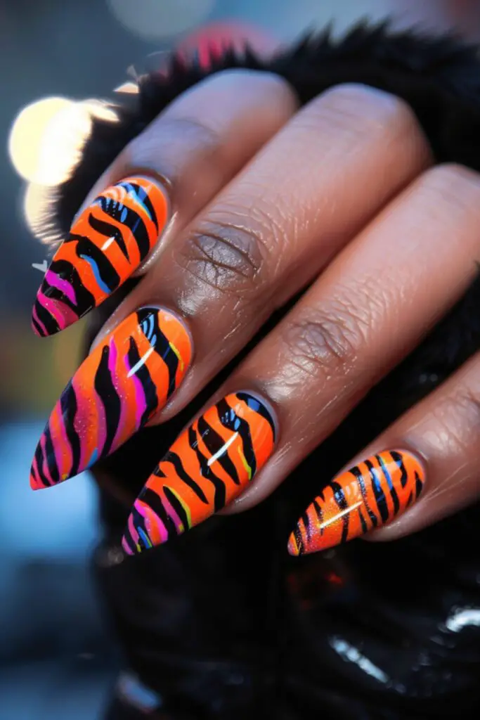 Fierce Tiger Stripes-Bold Vegas Nail Designs