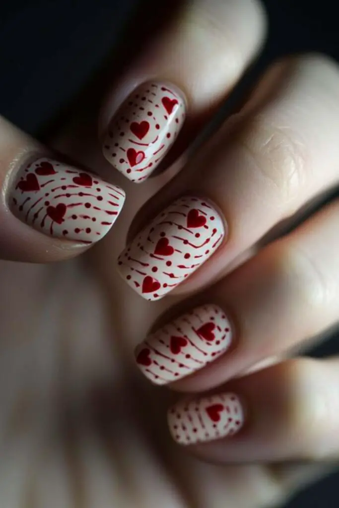 Fingerprint Love Nails for Valentine's Day