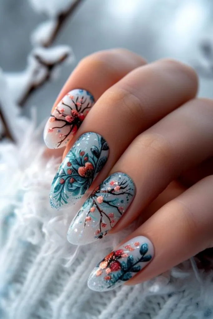 Frosty February Florals- Winter Blooms on Your Nail Tips