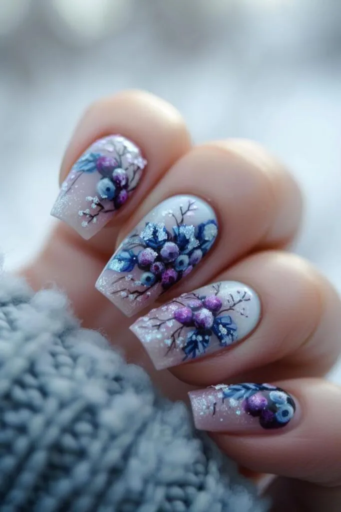 Frozen Berries Elegance- Nail Design Ideas for January