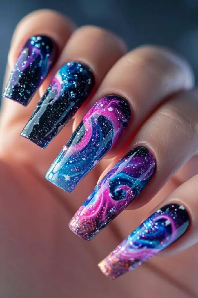 Galactic Marble Nail Art for Beginners