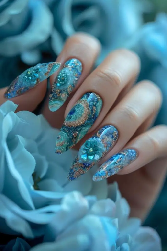 Geode Glamour- Mother's Day Nail Design Inspiration
