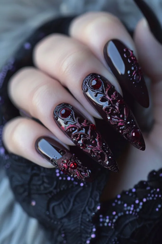 Gothic Glamour Nail Design Ideas For October
