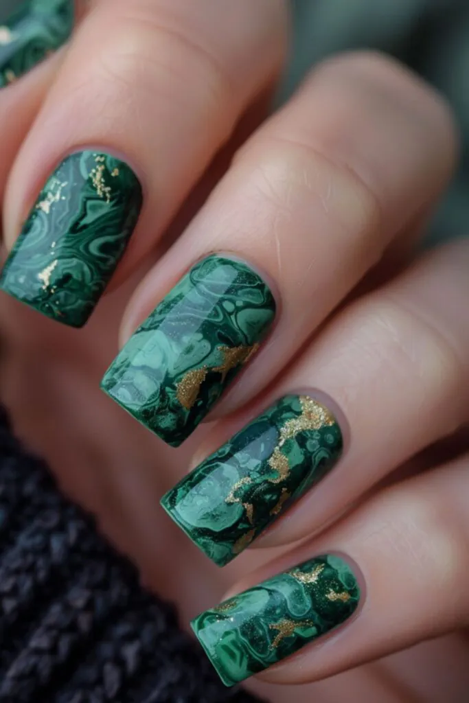 Green Marble Saint Patrick’s Day Manicure Magic