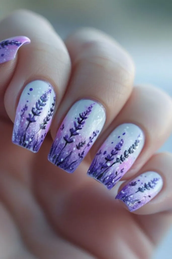 Lavender Fields Nail Design Ideas For June