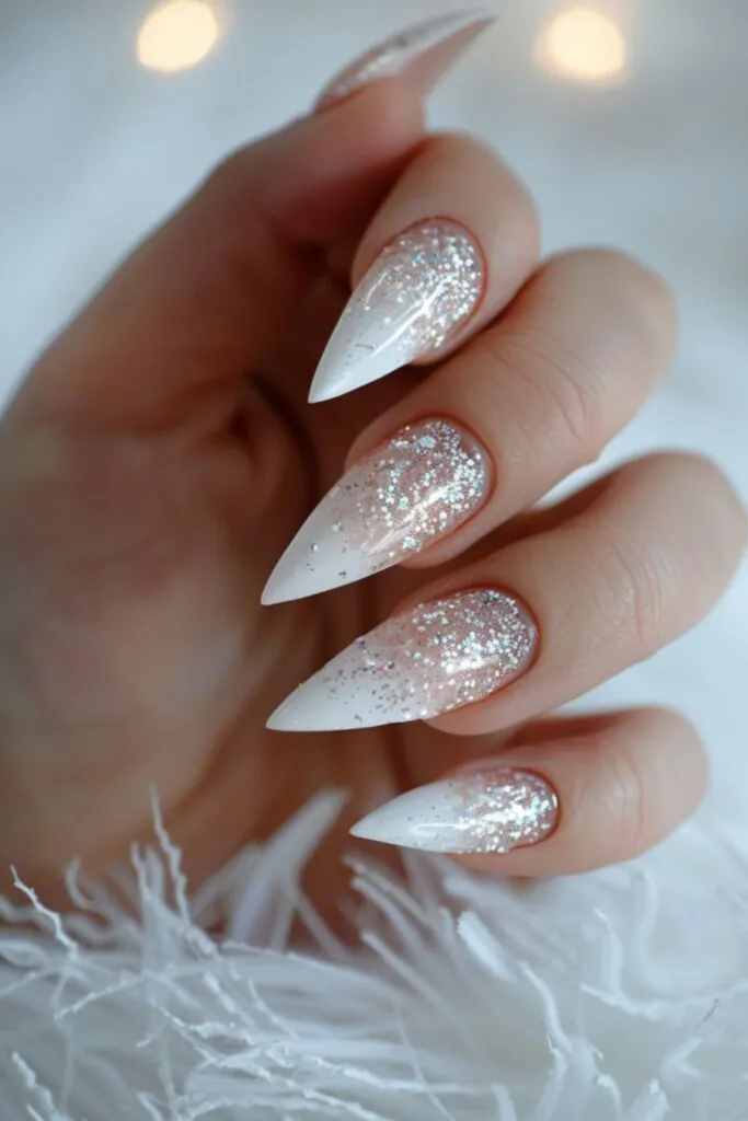 Milky French Nail Designs-Stardust Sparkle