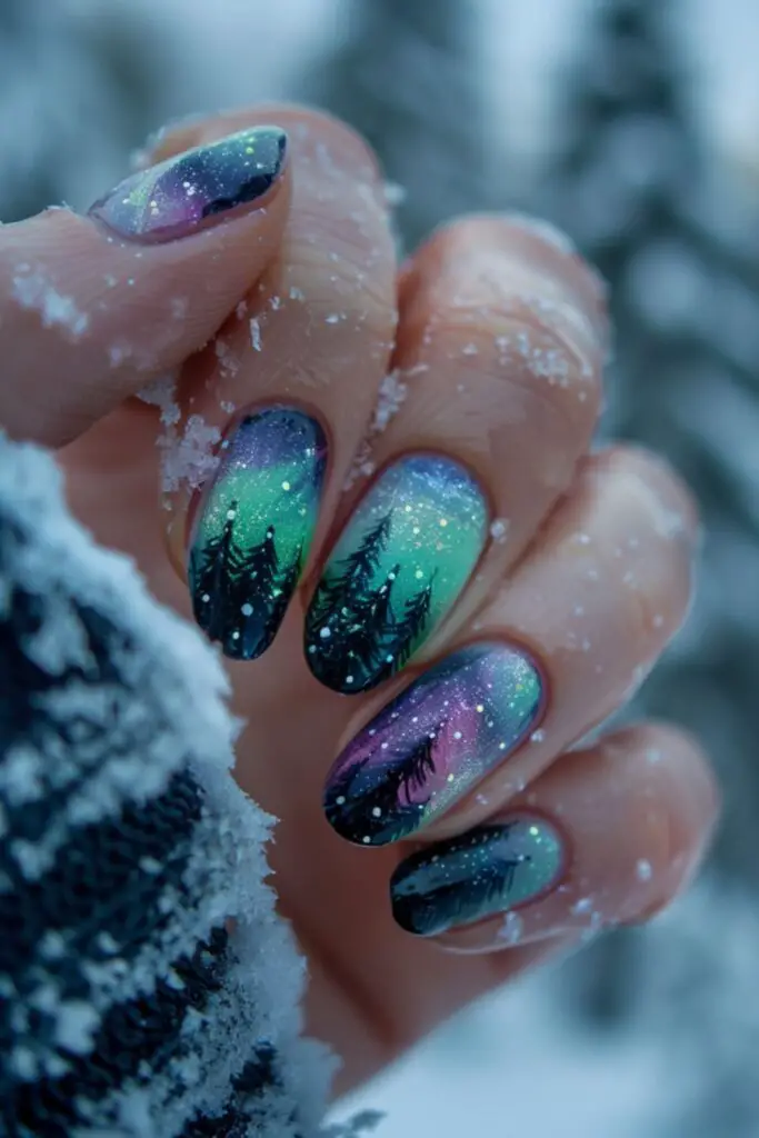 Northern Lights-Nail Art For Winter