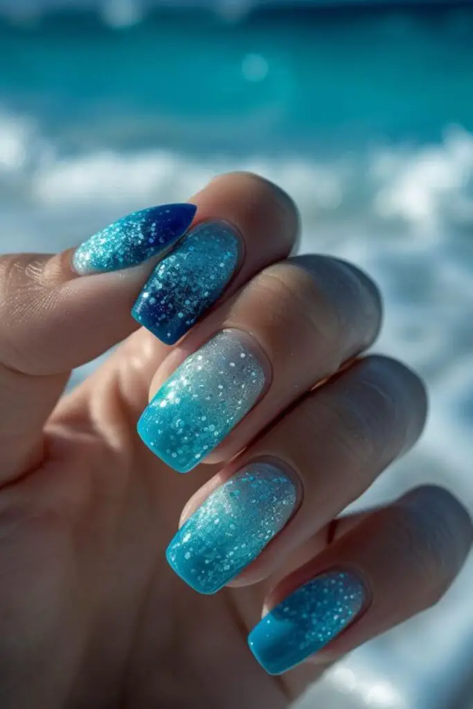 Oceanic Ombre Nail Design Ideas For July