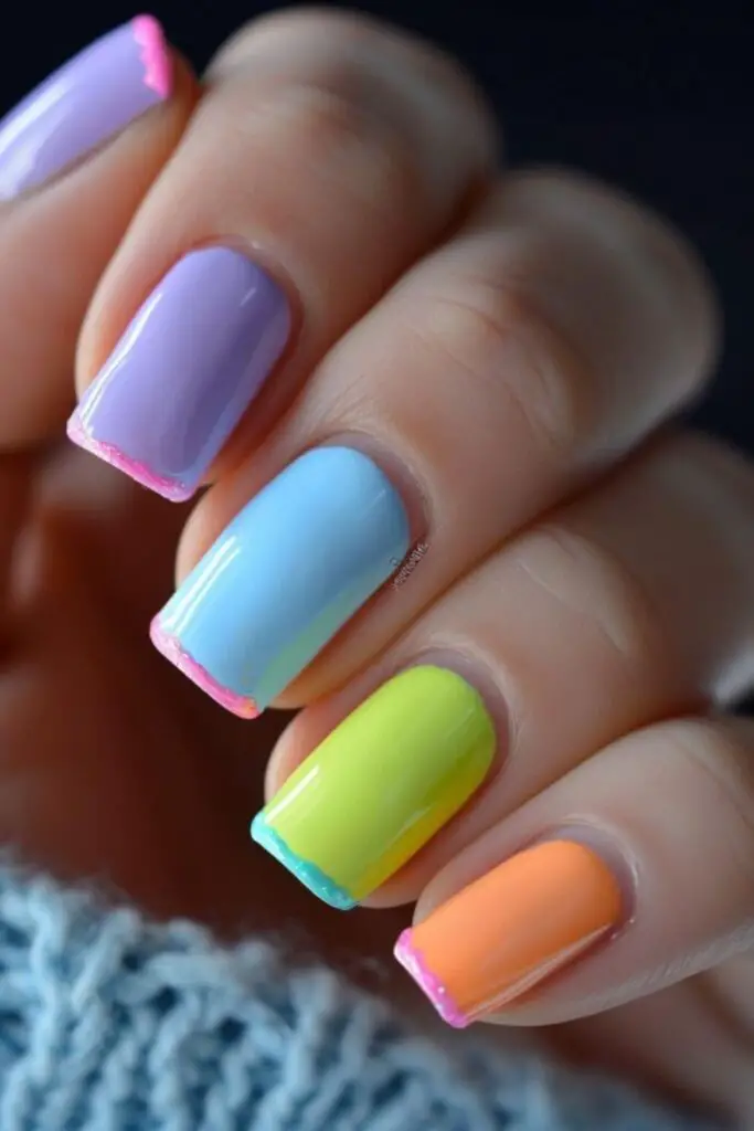 Pastel Color Blocking - Easy Nail Art for Beginners