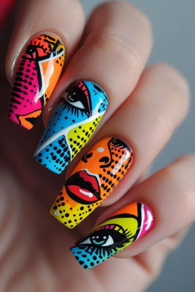 Pop Art Extravaganza for Mother's Day Nails