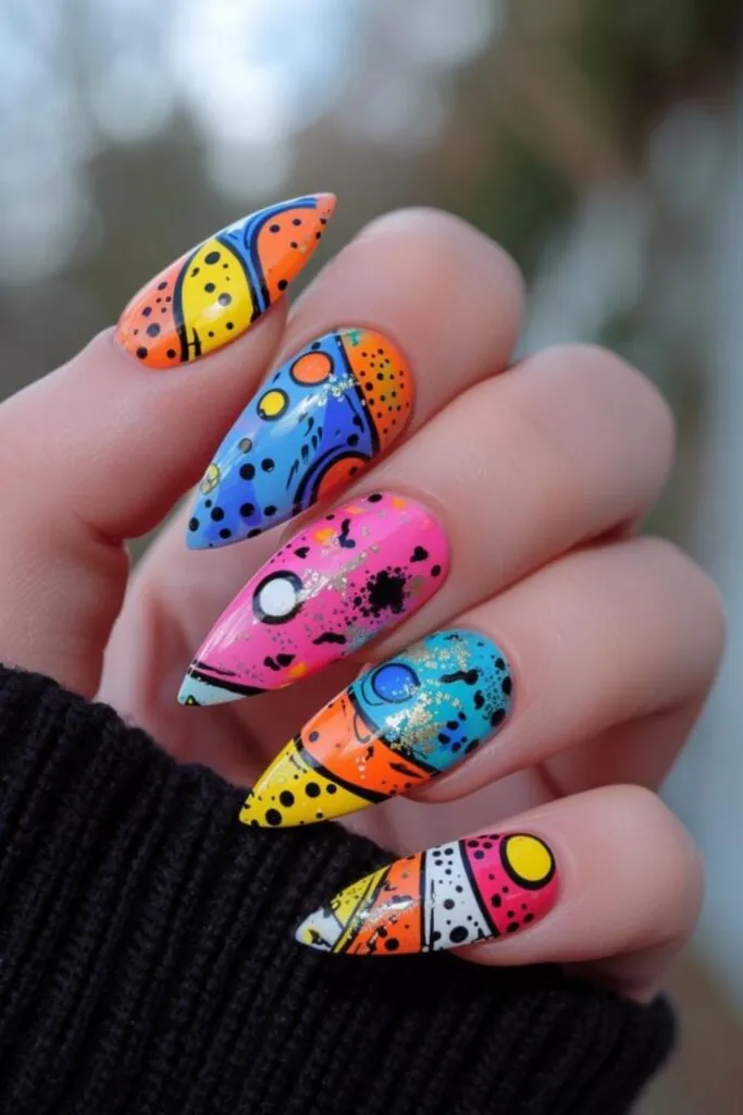Pop Art Passion- Vibrant and Playful February Nail Manicure