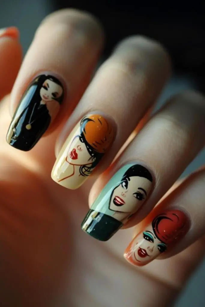 Quirky Character Portraits- Mother's Day Nail Design Fun