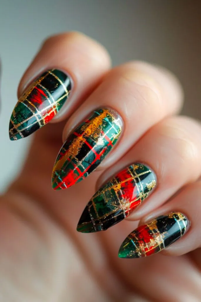 Rustic Plaid Nail Design Ideas For October