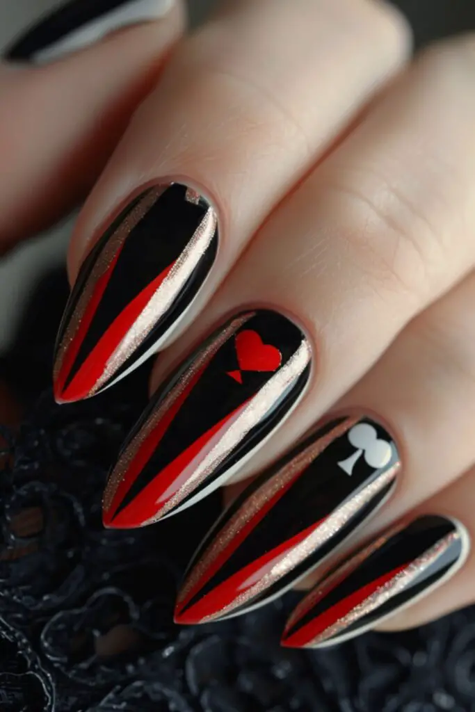 Striped Casino Chic Nail Ideas For Vegas