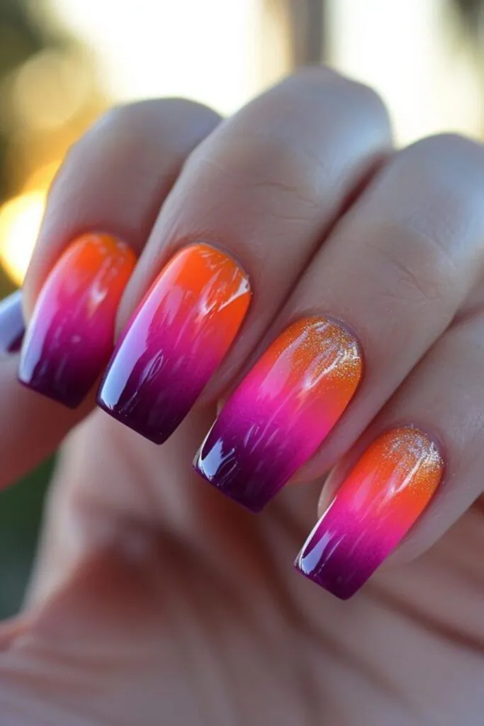Sunset Ombre Nail Design Ideas