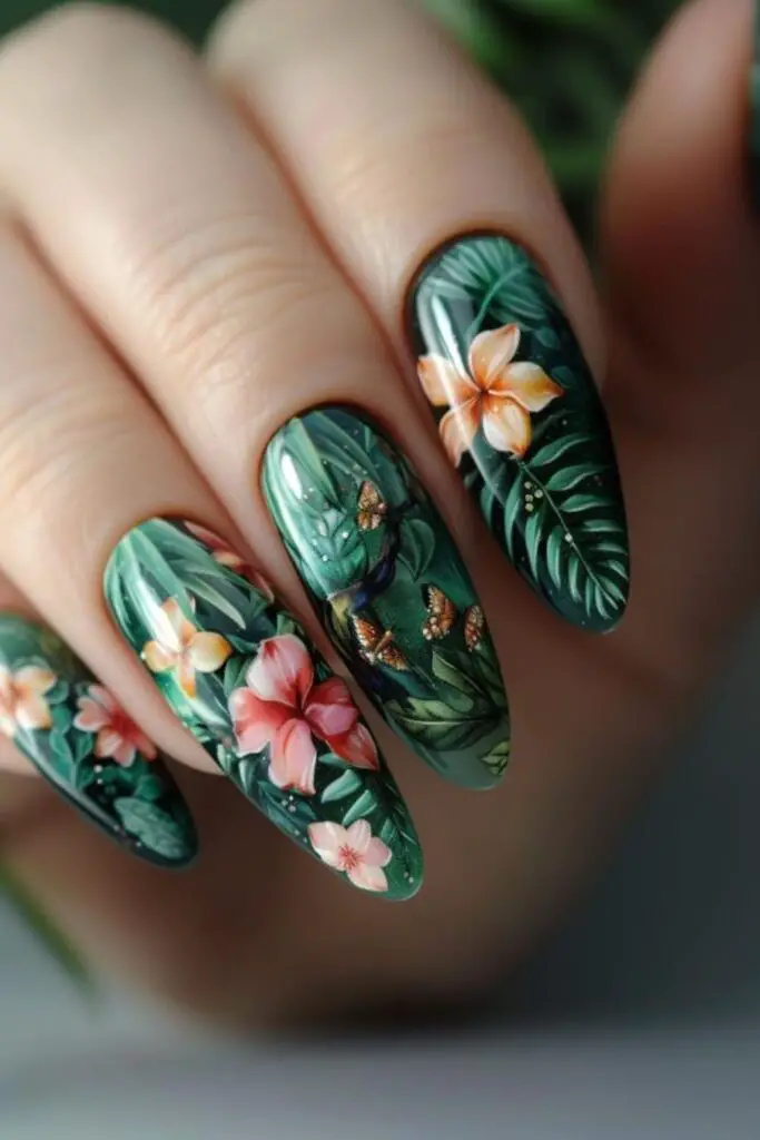 Tropical Rainforest Nail Design Ideas For July