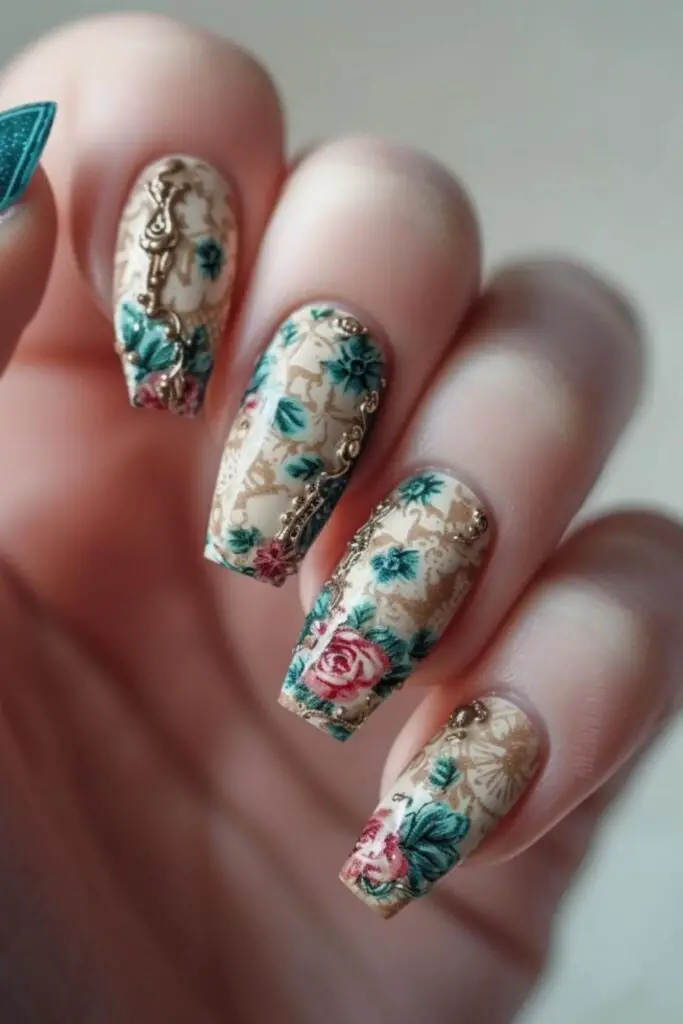 Vintage Charm- Mother's Day Nail Design Inspiration